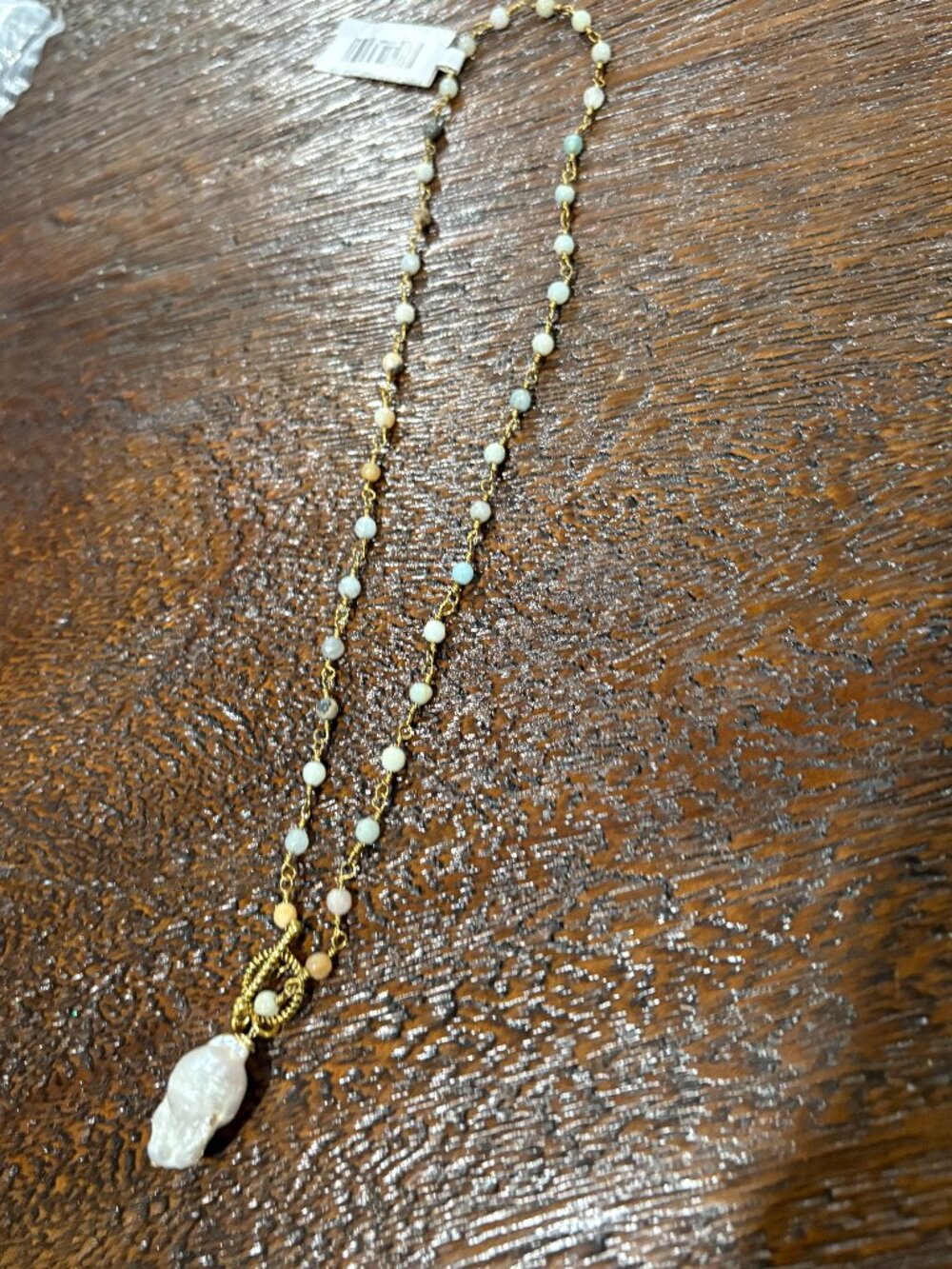 Rant & Rave Jewelry Freshwater Pearl Drop Necklace  Gold Beaded  20"  NWT